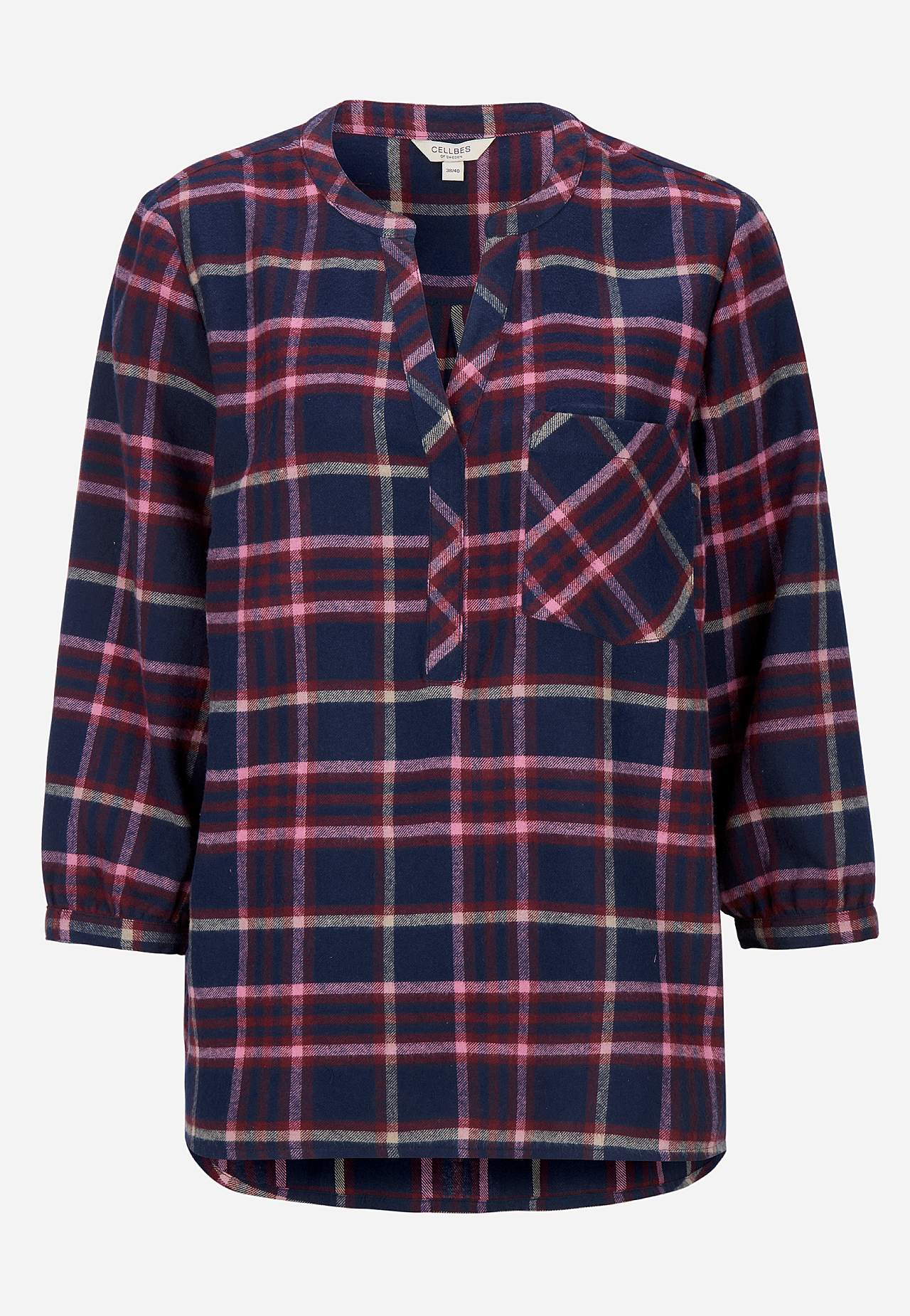Blus i flanell med bröstficka