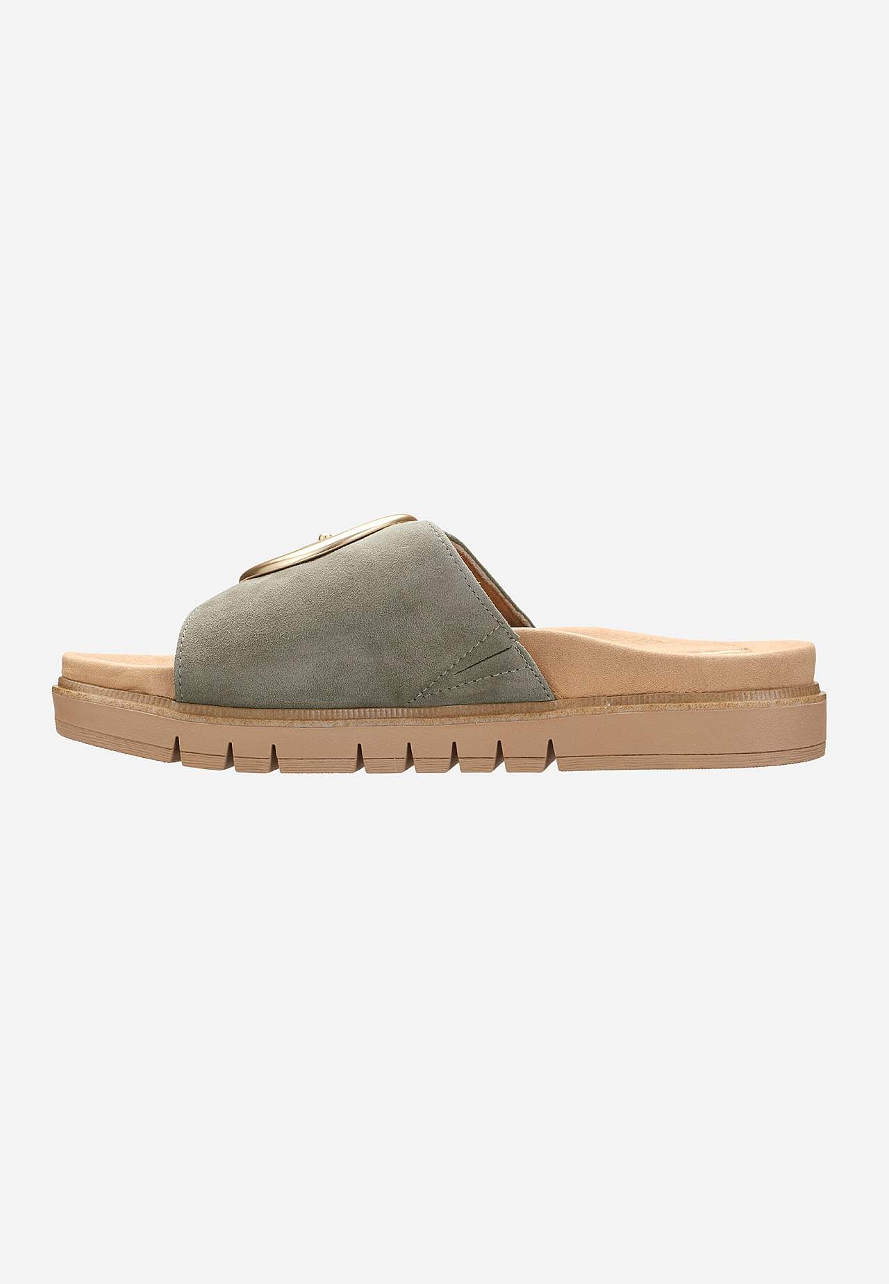 Skinnsandal i mocka