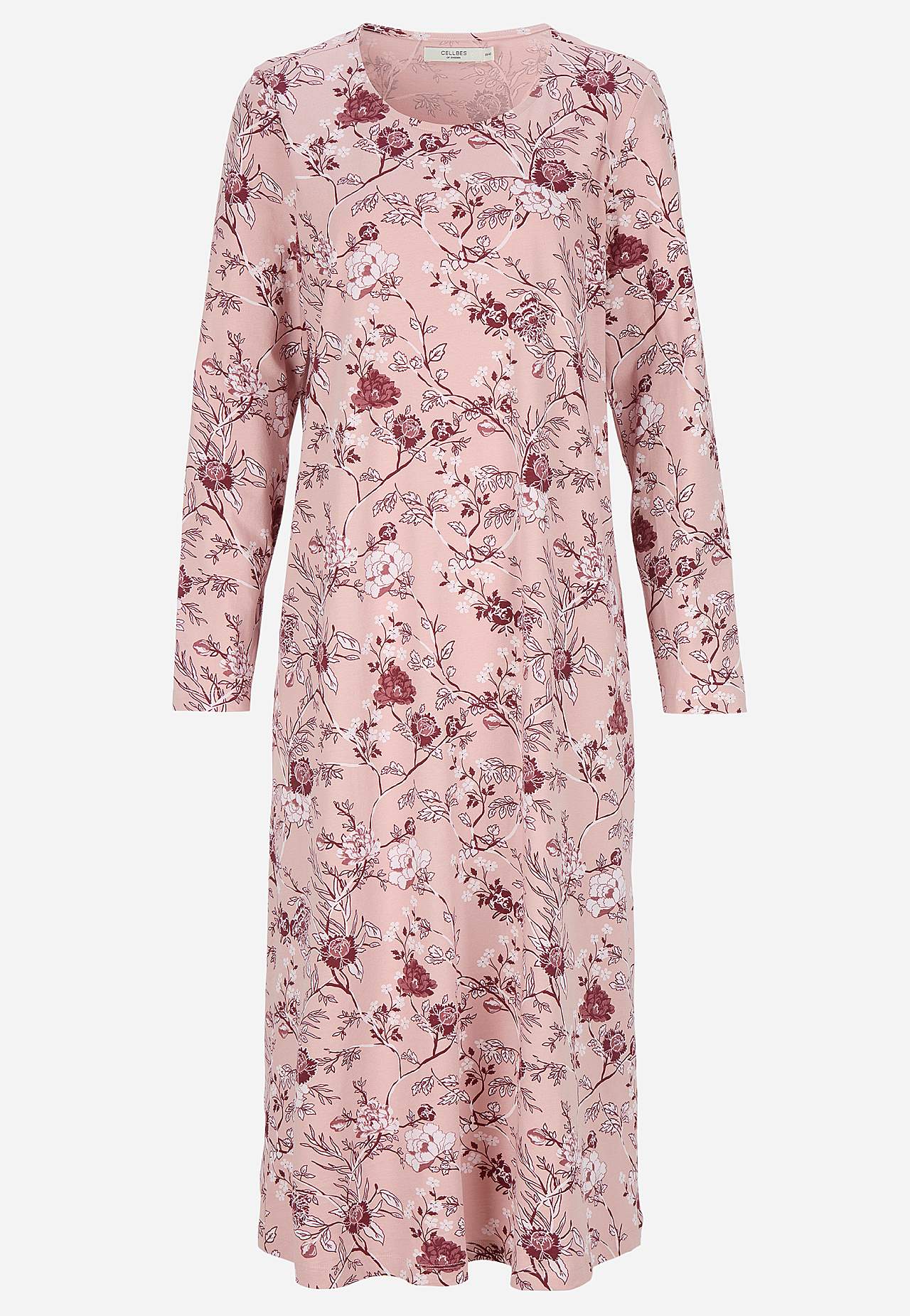 Blommigt nattlinne med långa ärmar