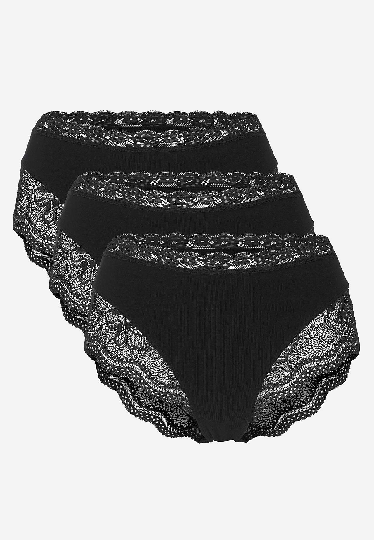 Trosa i bomull med spetskant 3-pack