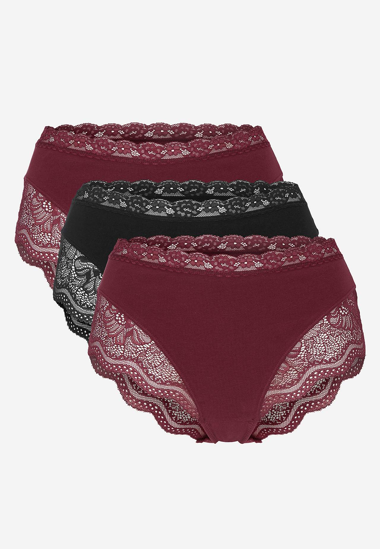 Trosa i bomull med spetskant 3-pack