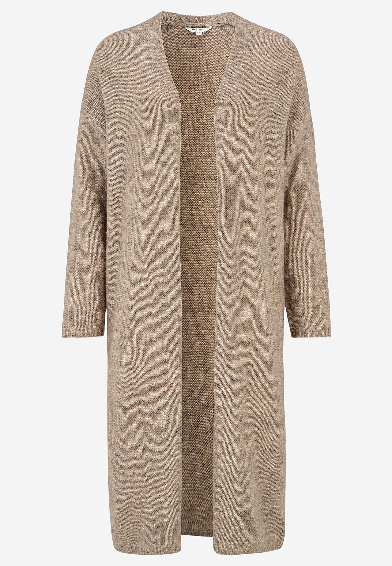 Stickad, lång cardigan