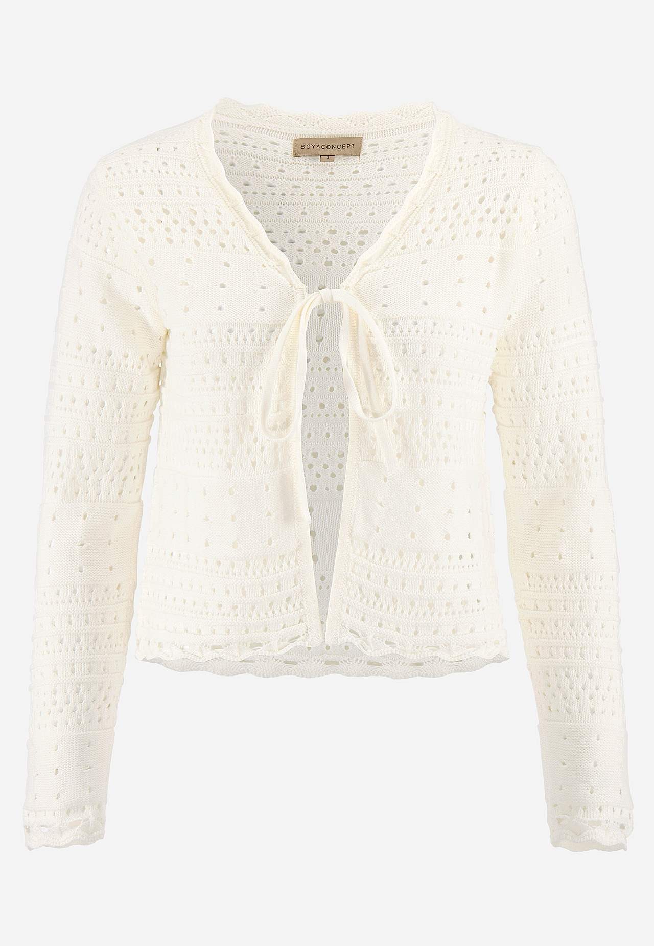 Finstickad cardigan med hålmönster