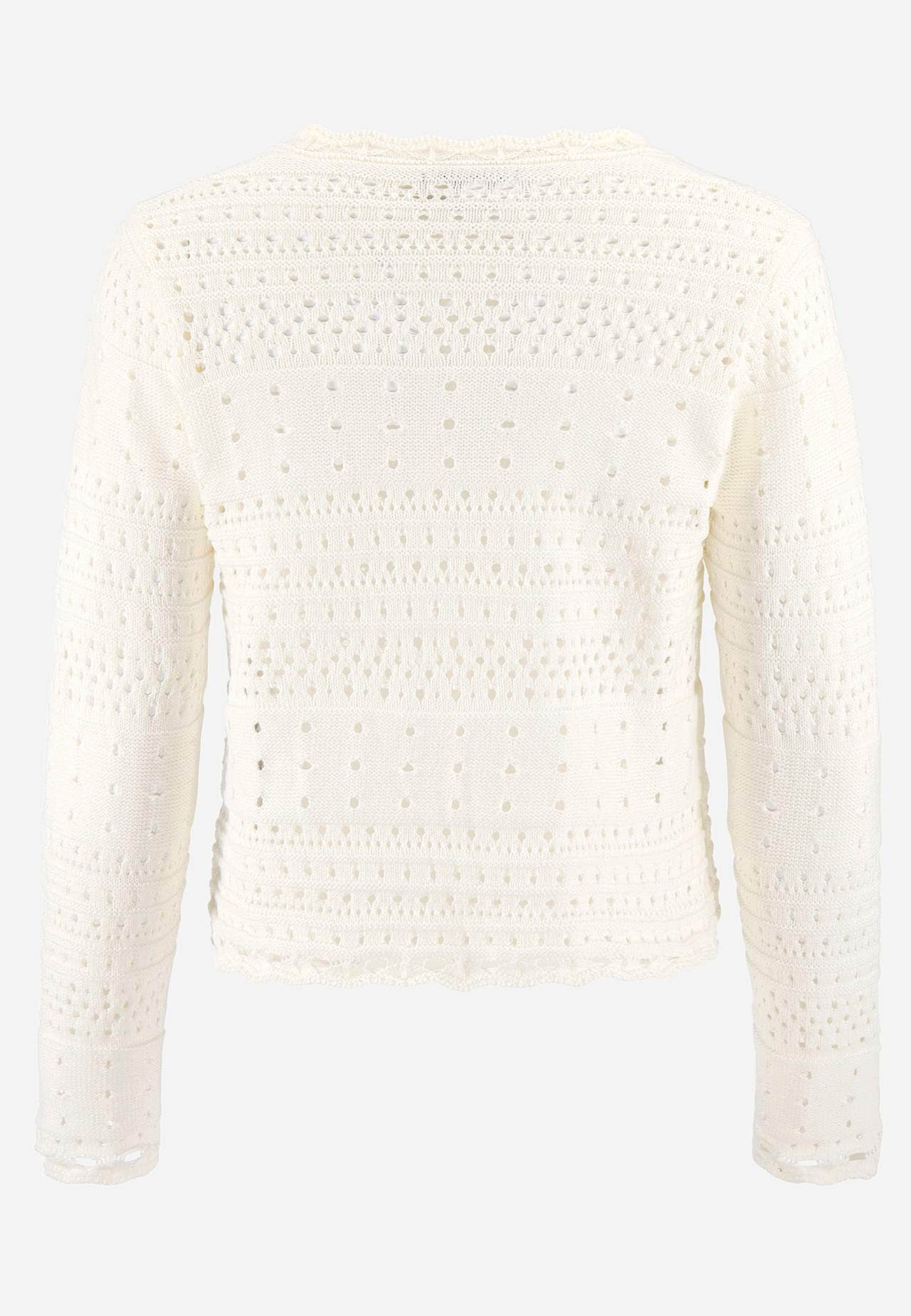 Finstickad cardigan med hålmönster