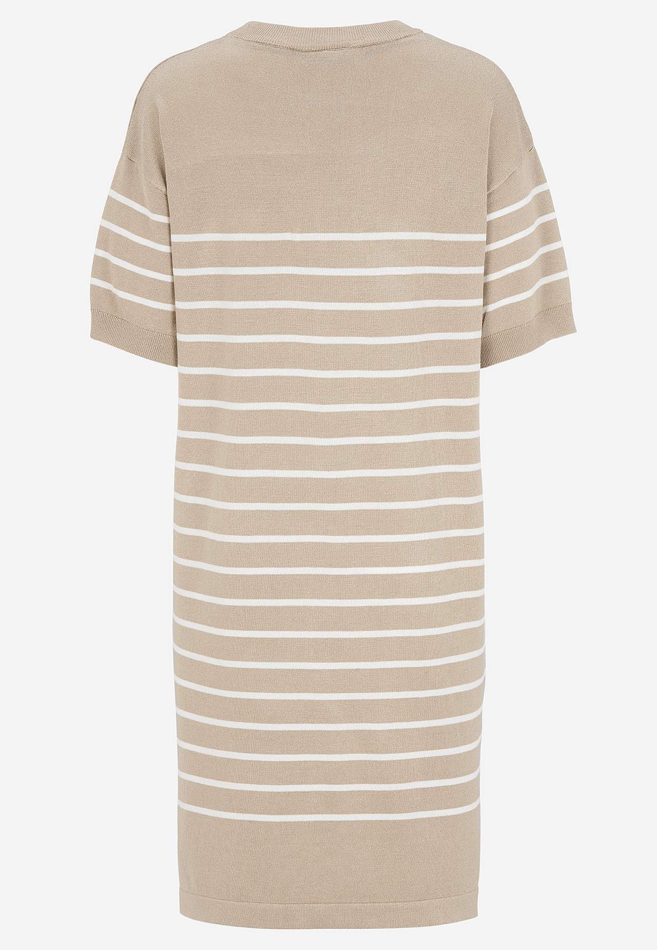 Finstickad, randig klänning