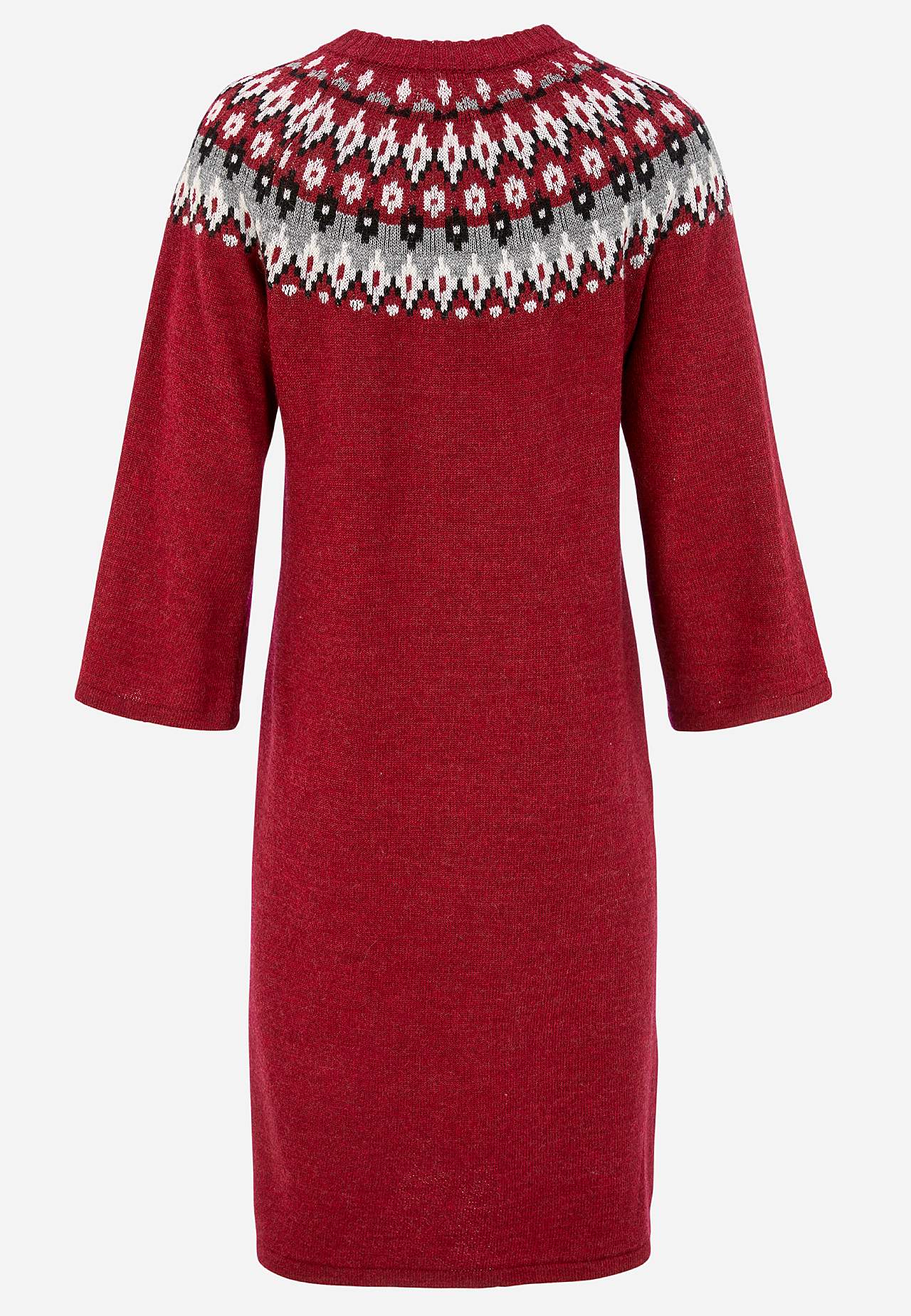 Stickad, jacquardmönstrad klänning