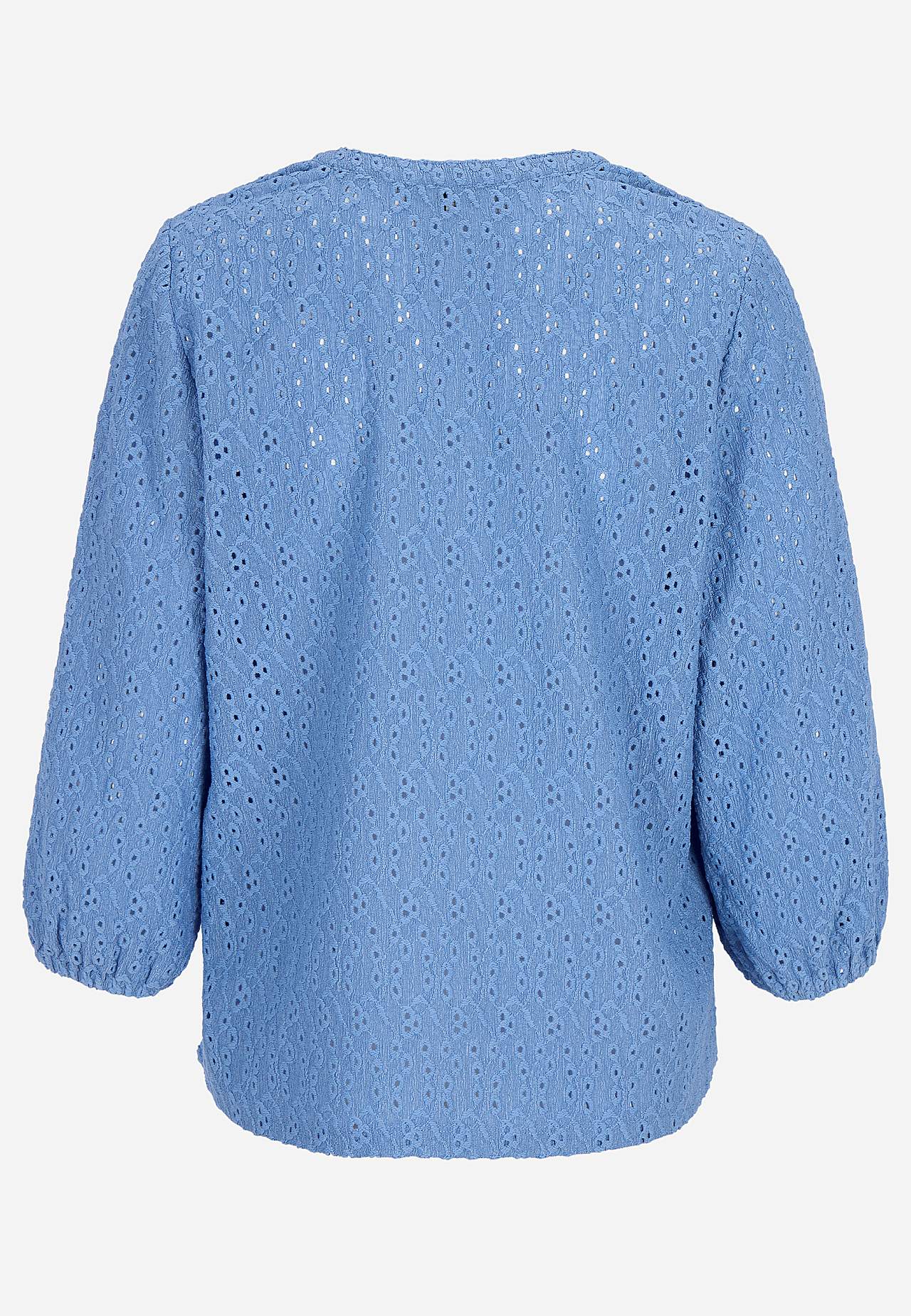 Trikåtopp med broderat hålmönster