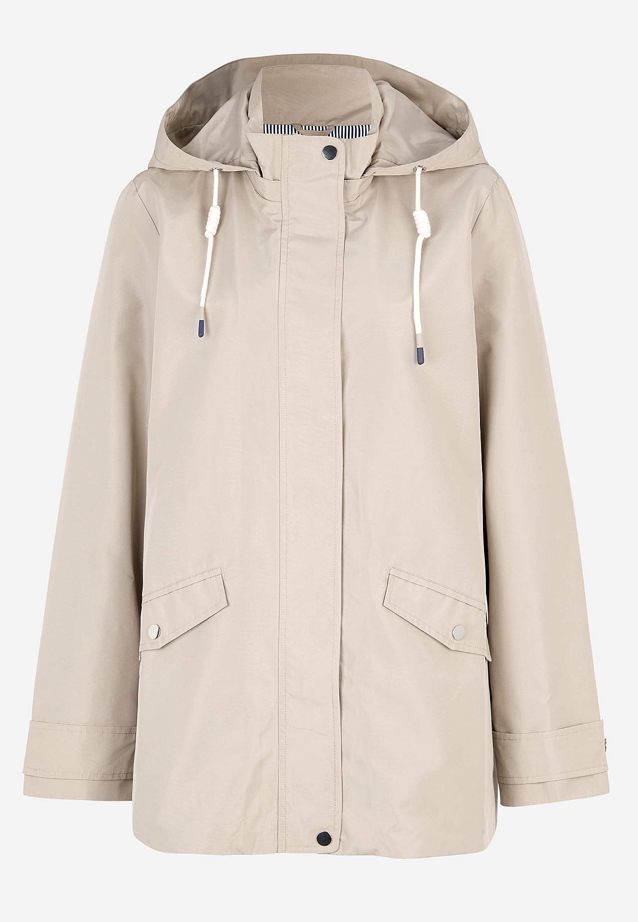 Fodrad jacka med avtagbar huva