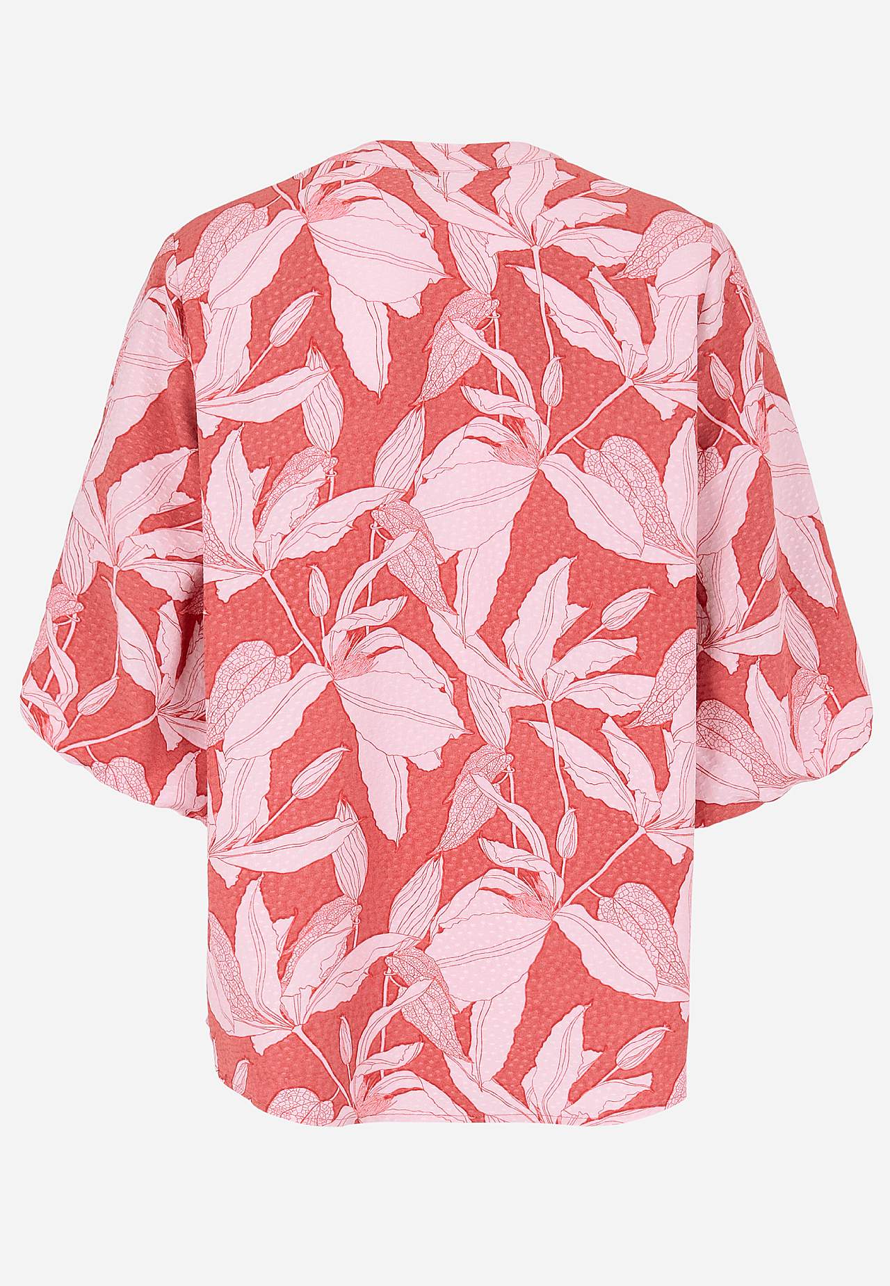 Vävd blus med puffärm