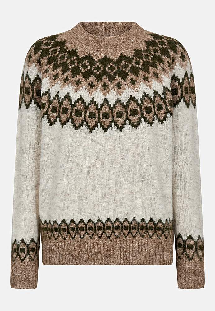 Stickad tröja med jacquardmönster