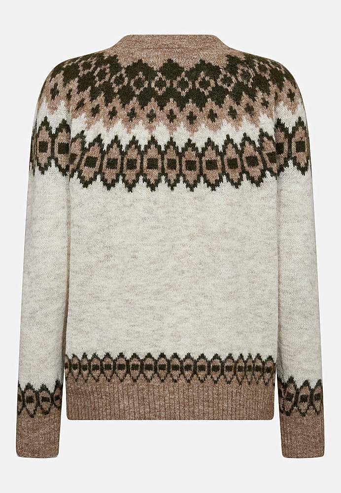 Stickad tröja med jacquardmönster