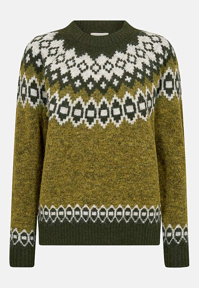 Stickad tröja med jacquardmönster