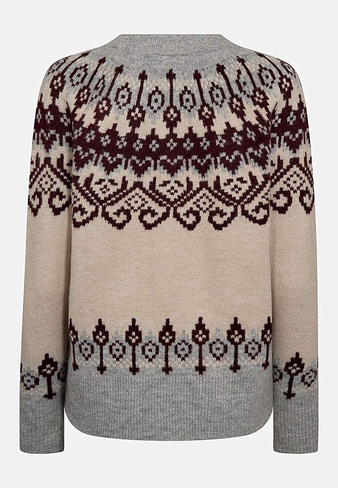 Stickad tröja med jacquardmönster