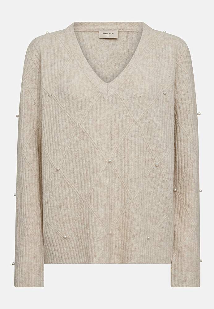 Stickad tröja med pärldetaljer