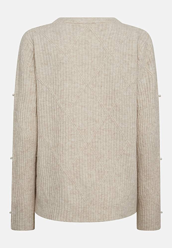 Stickad tröja med pärldetaljer