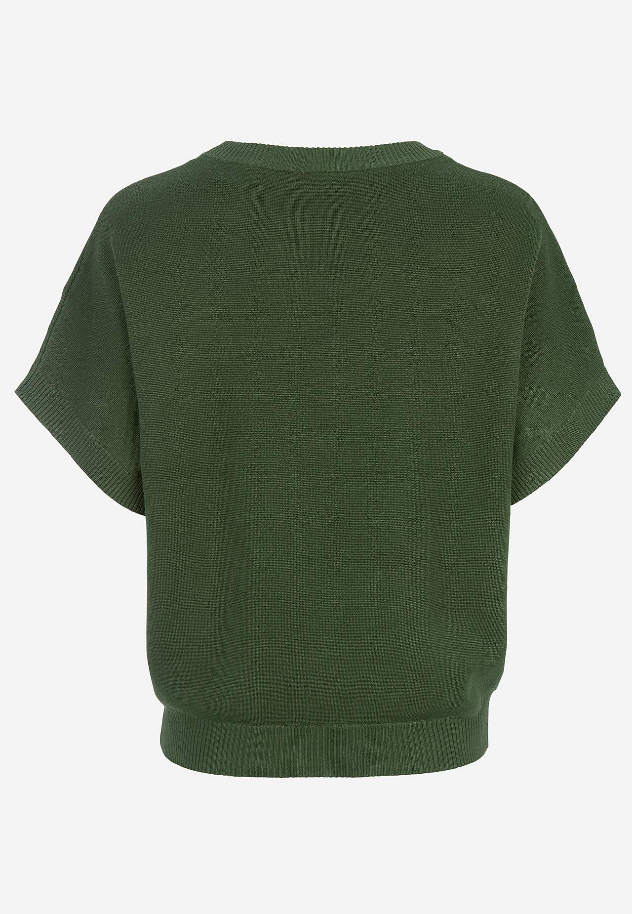 Finstickad, kortärmad tröja