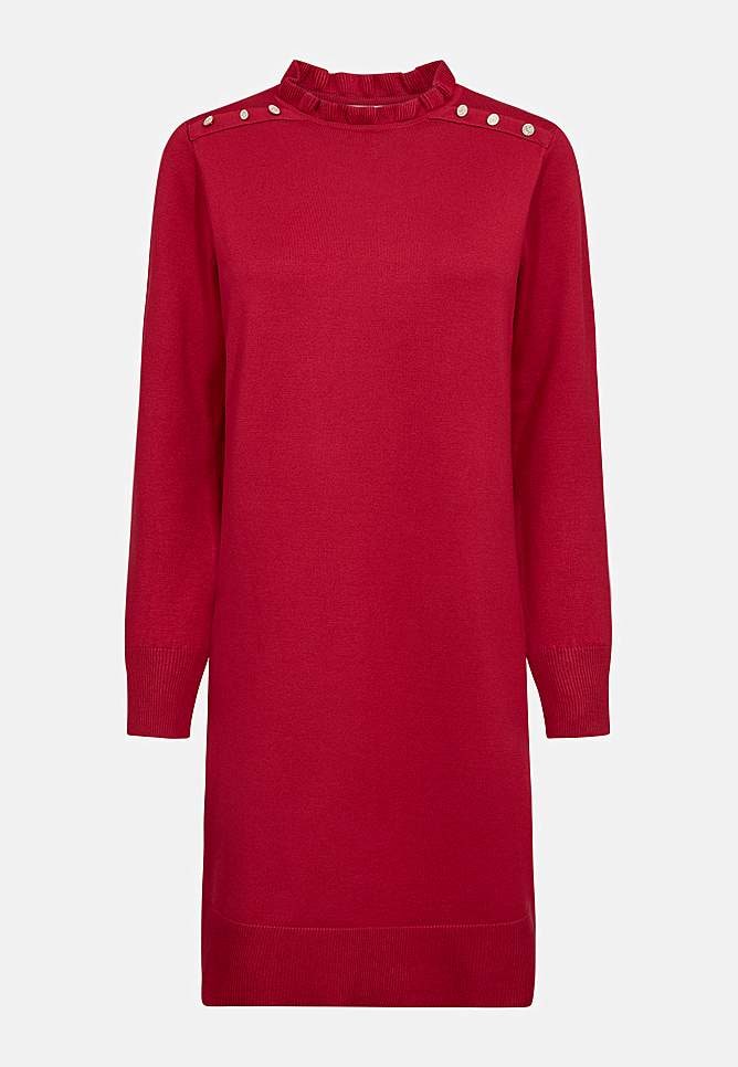 Finstickad klänning med knappar