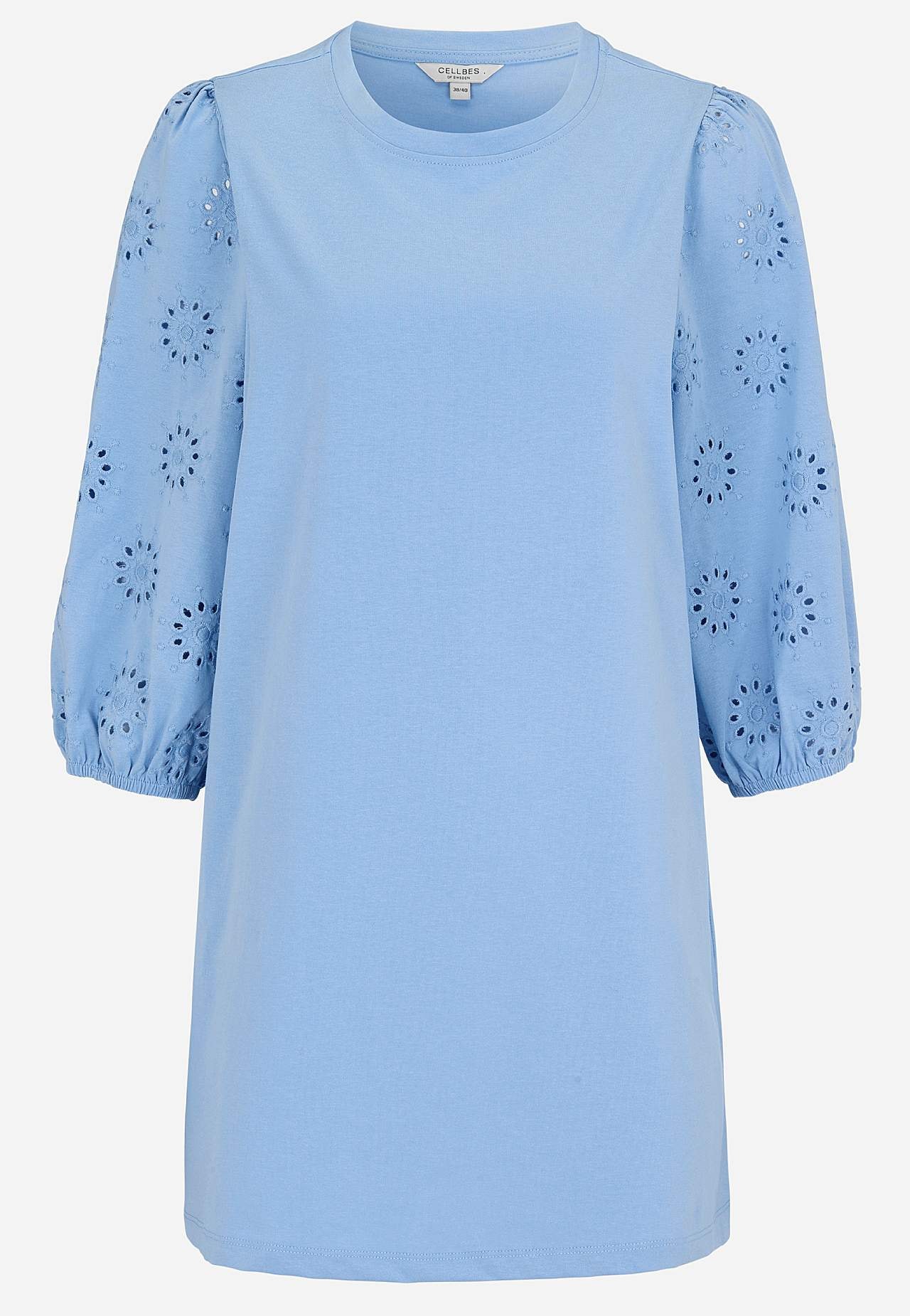 Trikåtunika med broderade ärmar