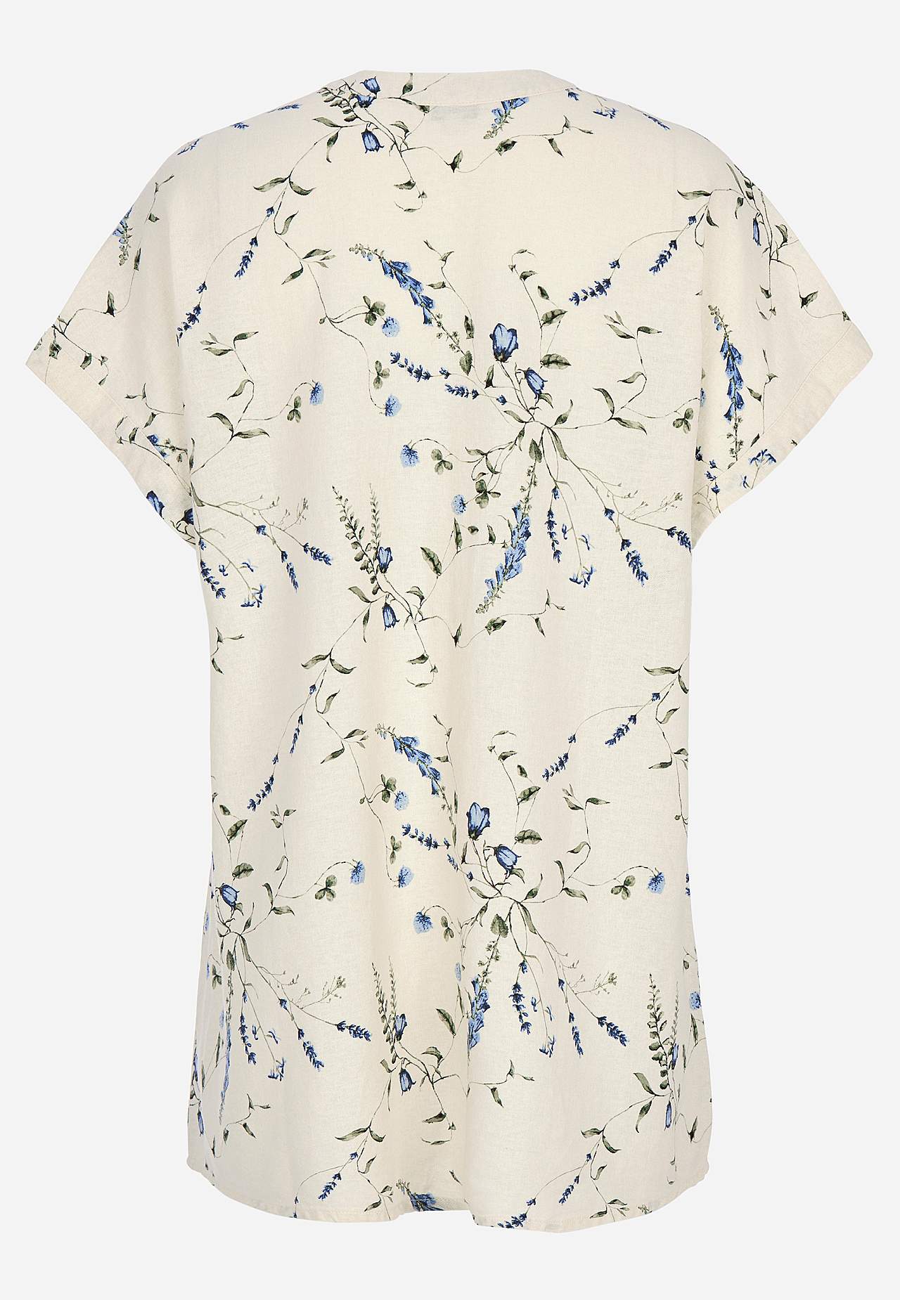 Blommig linnetunika med knappar