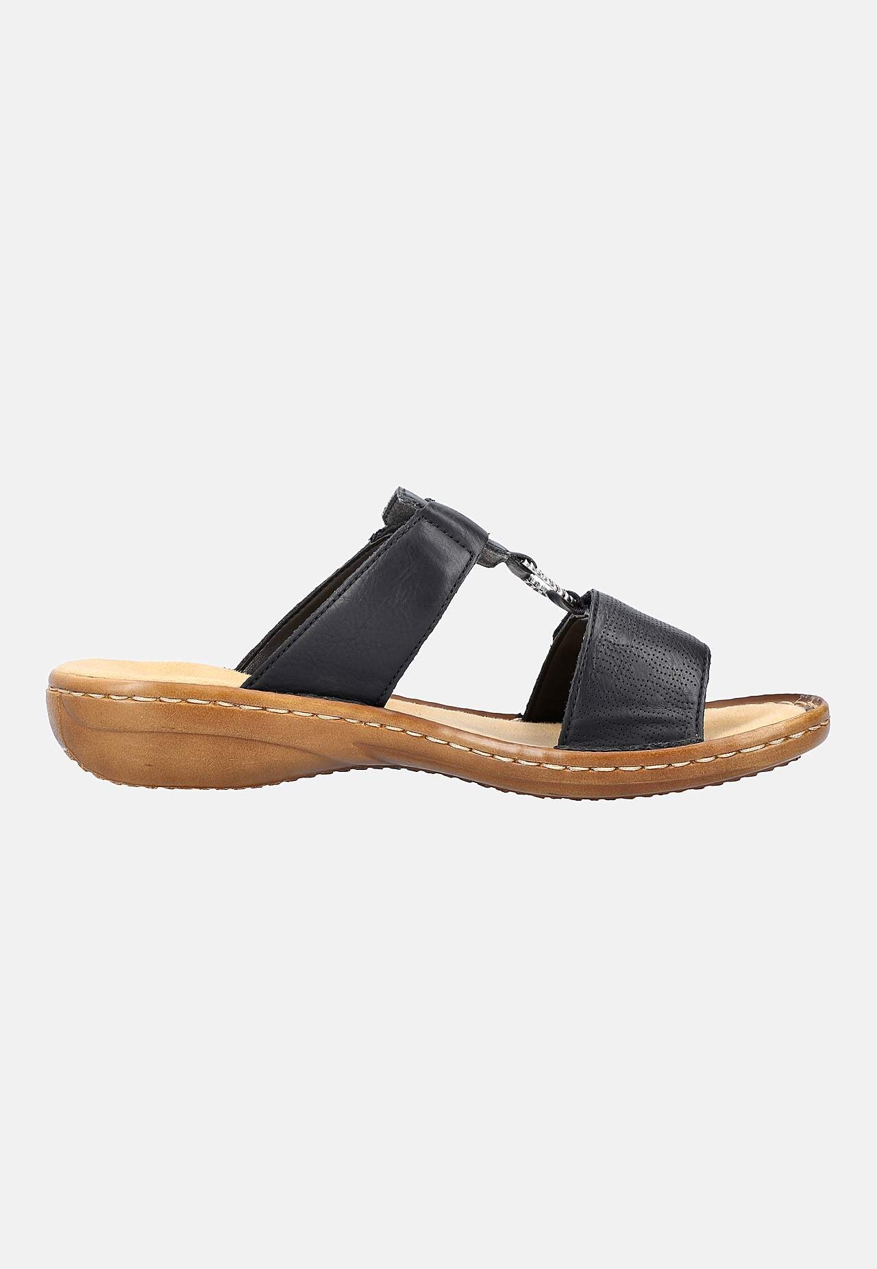 Slip-on skinnsandal med justerbara remmar