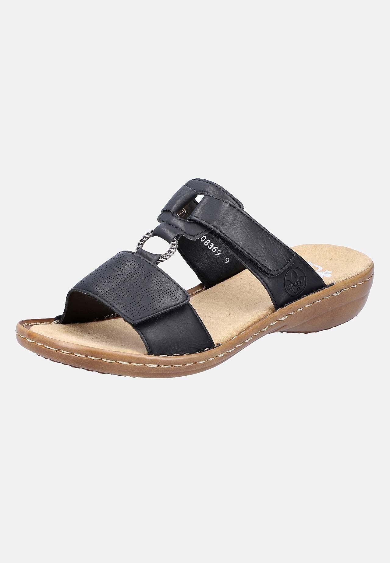 Slip-on skinnsandal med justerbara remmar