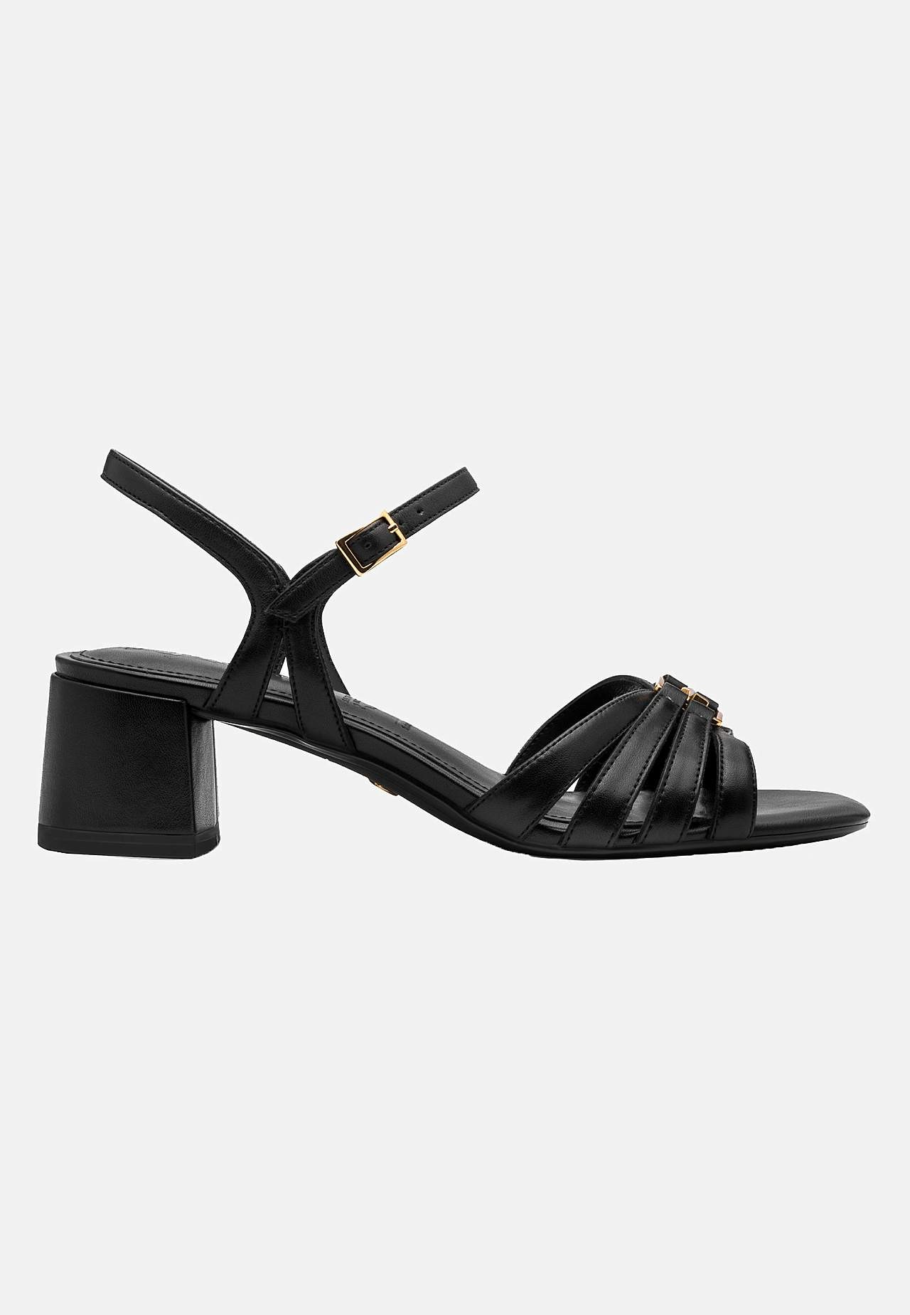 Skinnsandalett med metalldetaljer