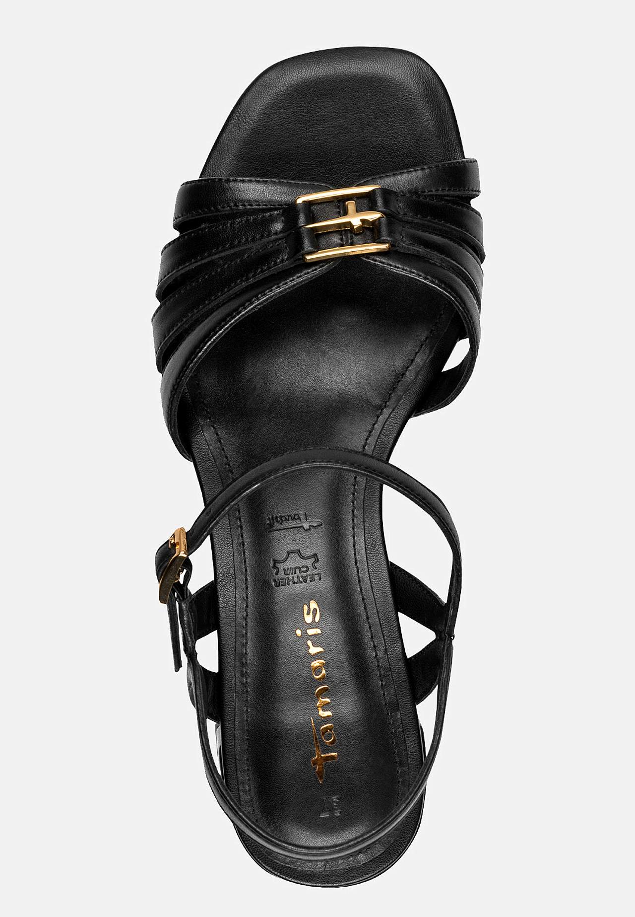 Skinnsandalett med metalldetaljer