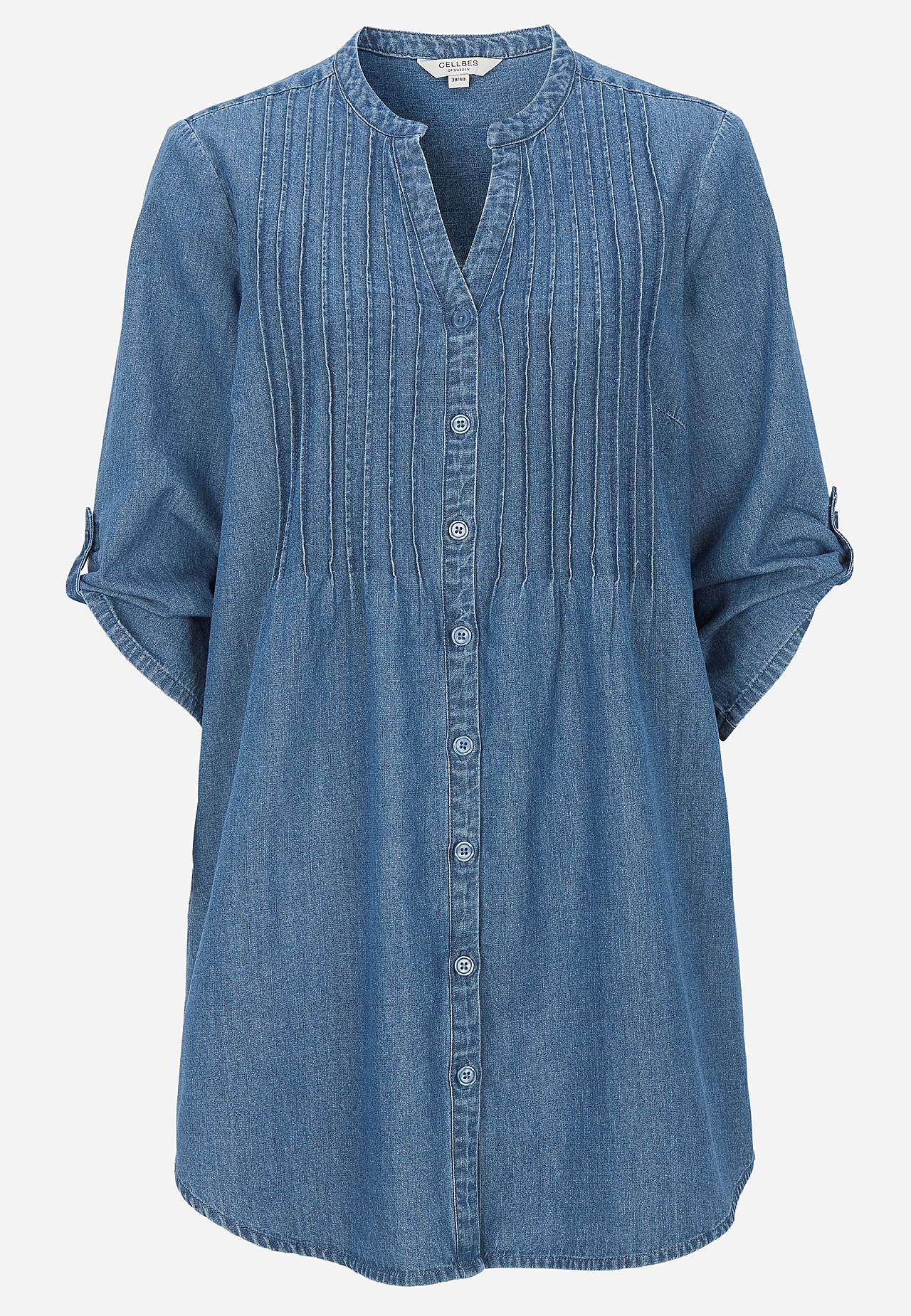 Luftig tunika i lätt denim med fickor