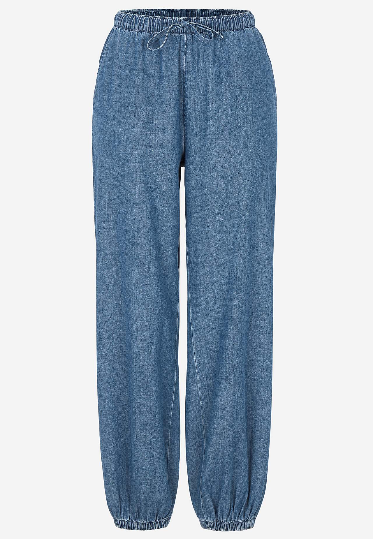 Byxa i lätt denim med hög midja